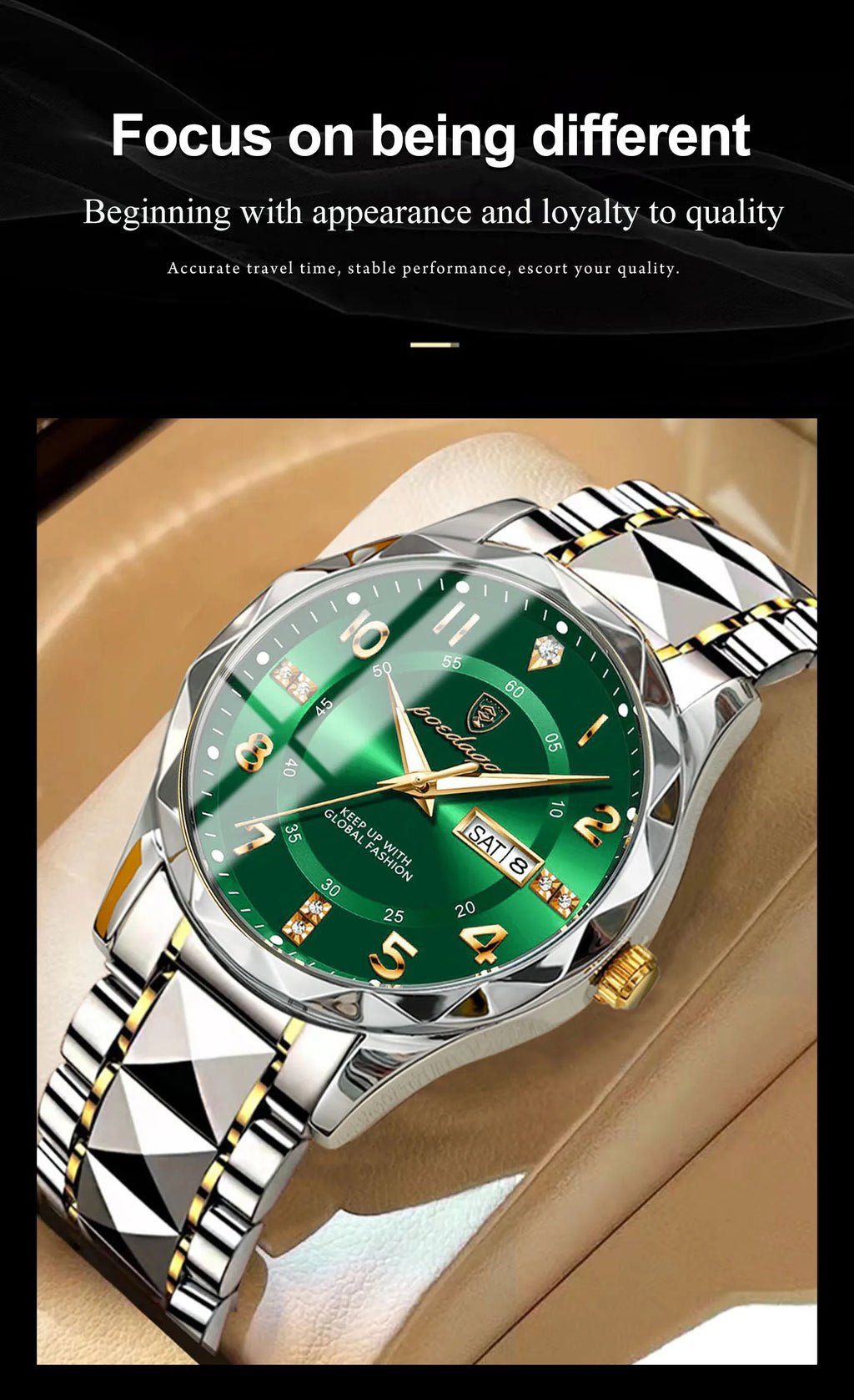 Montre Homme POEDAGAR Business — Acier Inoxydable, Lumineux, Date, Semaine, Quartz