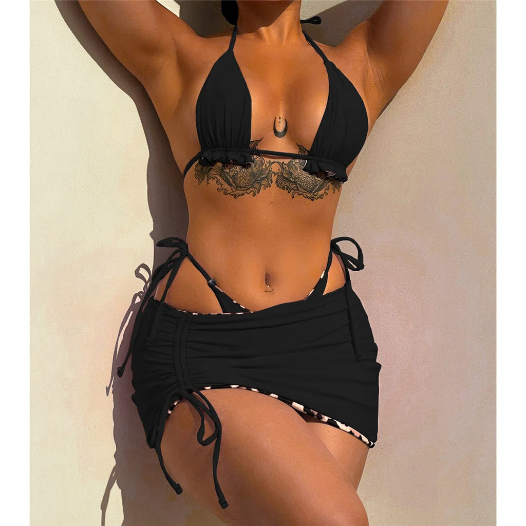 Bikini Léopard Réversible 2 Faces — 3 Pièces XS-XL, Maillot de Bain Femme