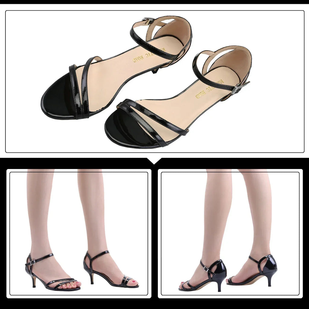 Sandales Femme Talon Bas 5cm Stiletto — Bout Ouvert, Bride Cheville, Mariage Grande Taille