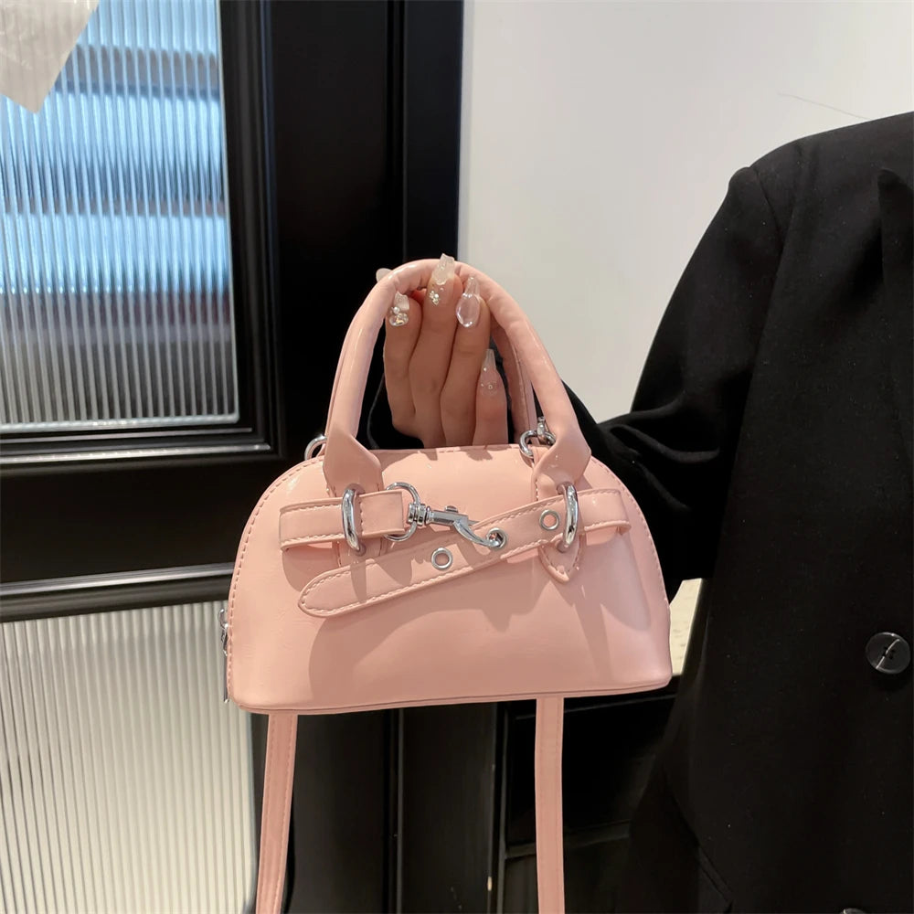 Mini Sac Coquille Femme Luxe — Boucle Ceinture, Petit Sac Épaule Bandoulière Designer