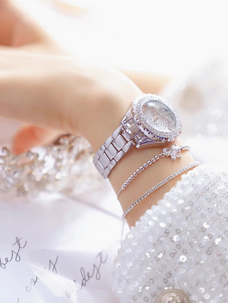 Montre Femme Or Bracelet Luxe Quartz 2025 — Acier Complet, Élégante, Top Marque