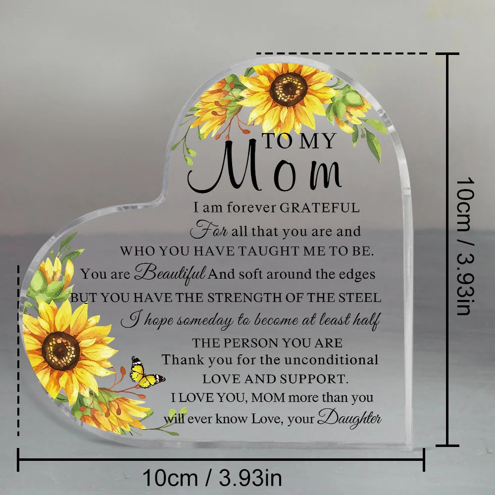 Cadeau Fête des Mères Cœur Acrylique – Cadeau Maman, Belle-Mère, Fille & Fils