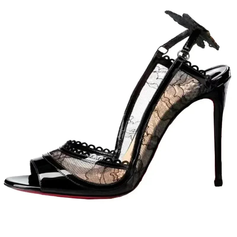 Sandales Femme Dentelle Nœud Talon Fin — Bout Ouvert, Sexy, Soirée & Banquet