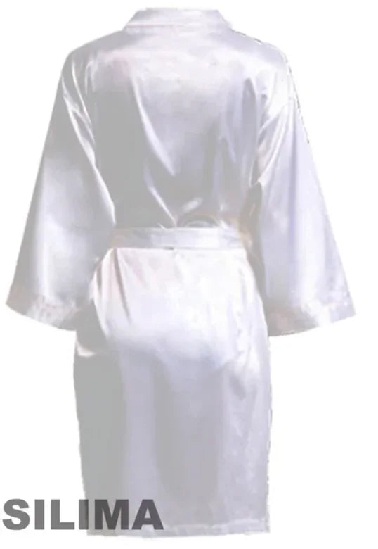 Robe Kimono Satin Mariée & Équipe — Pyjama Demoiselles d'Honneur avec Lettres Noires