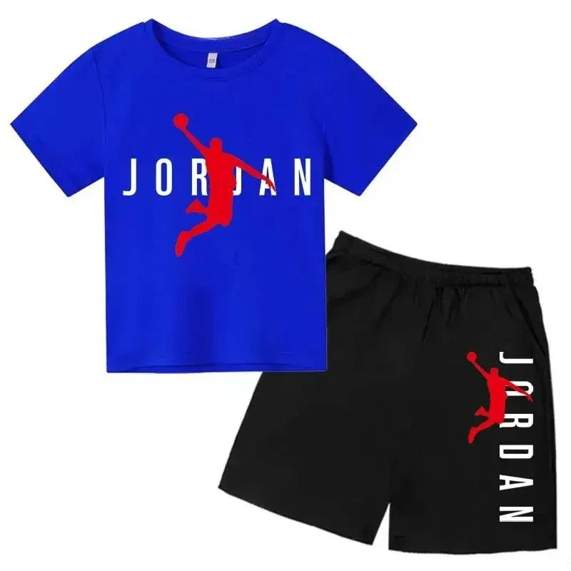 Ensemble 2 pièces enfant mixte – T-shirt & short sport imprimé lettres luxe, 3-14 ans