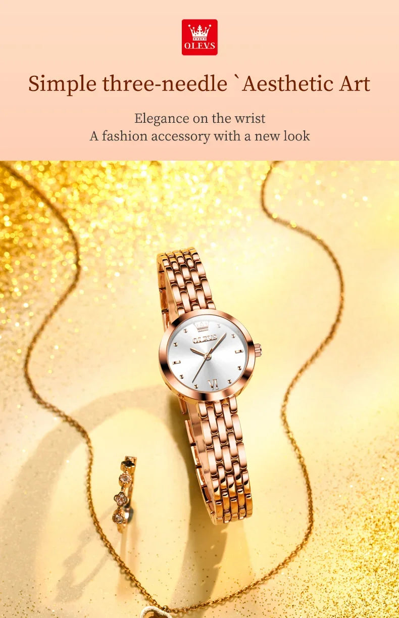 Montre Femme OLEVS 9992 Luxe Or Quartz — Étanche, Élégante, Relojes Para Mujer