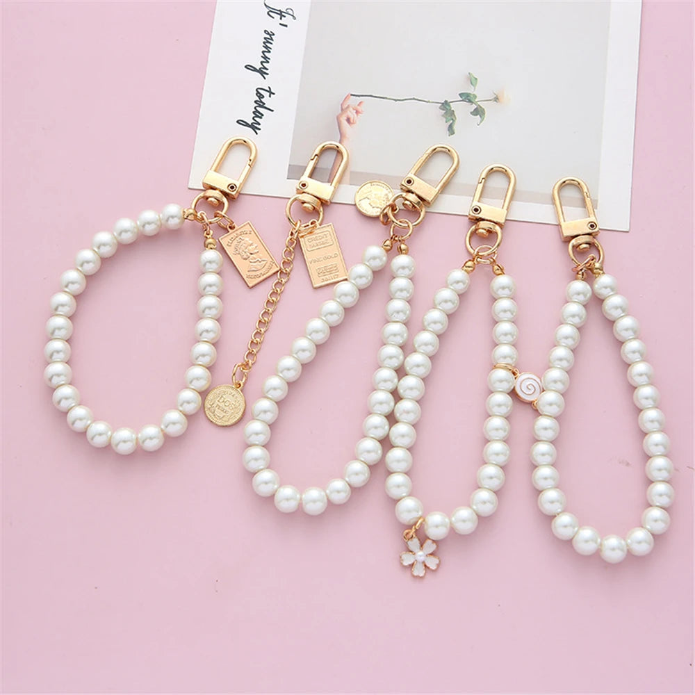 Porte-Clés Perle Simulée Femme — Pendentif Sac & Téléphone, Accessoire DIY