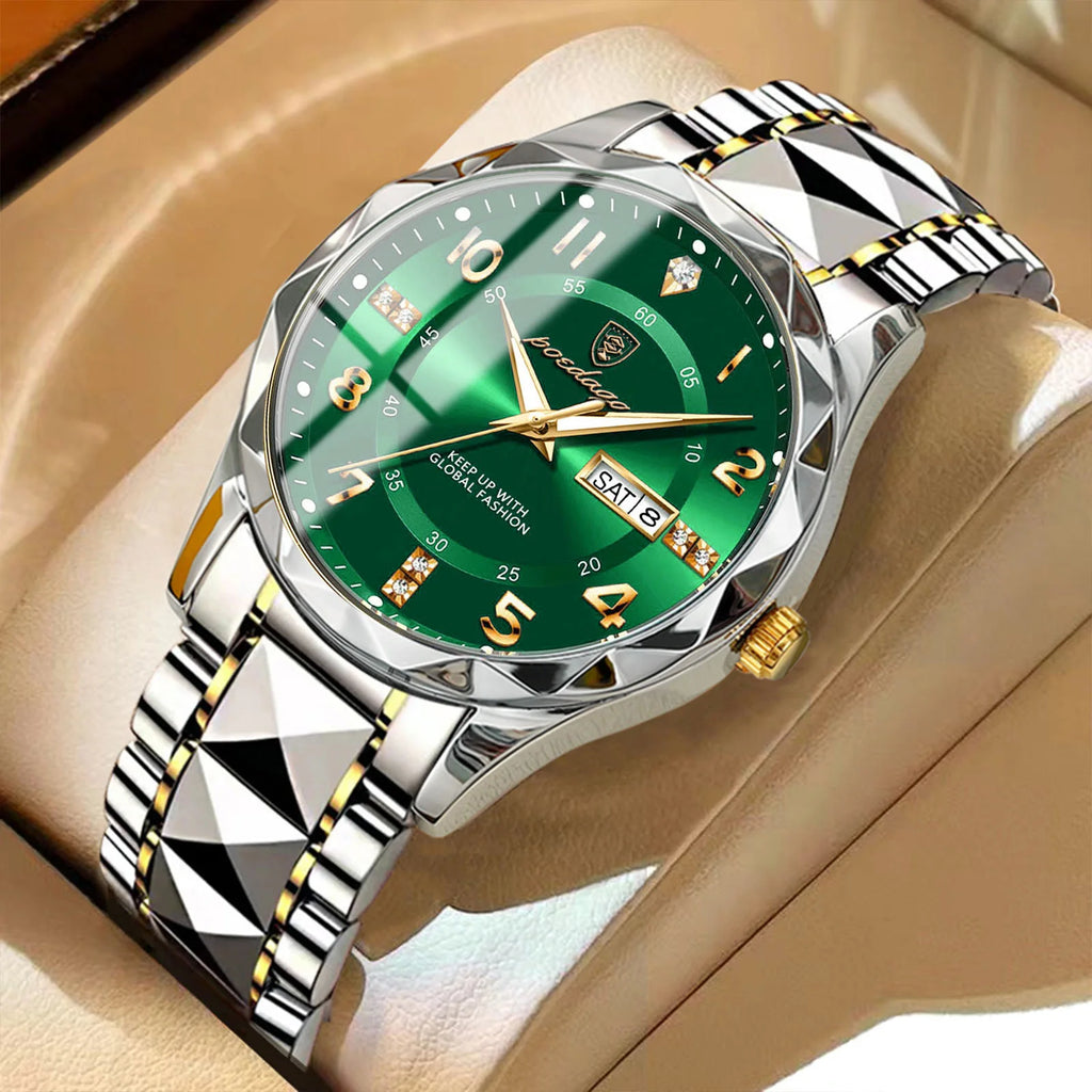 Montre Homme POEDAGAR Business — Acier Inoxydable, Lumineux, Date, Semaine, Quartz