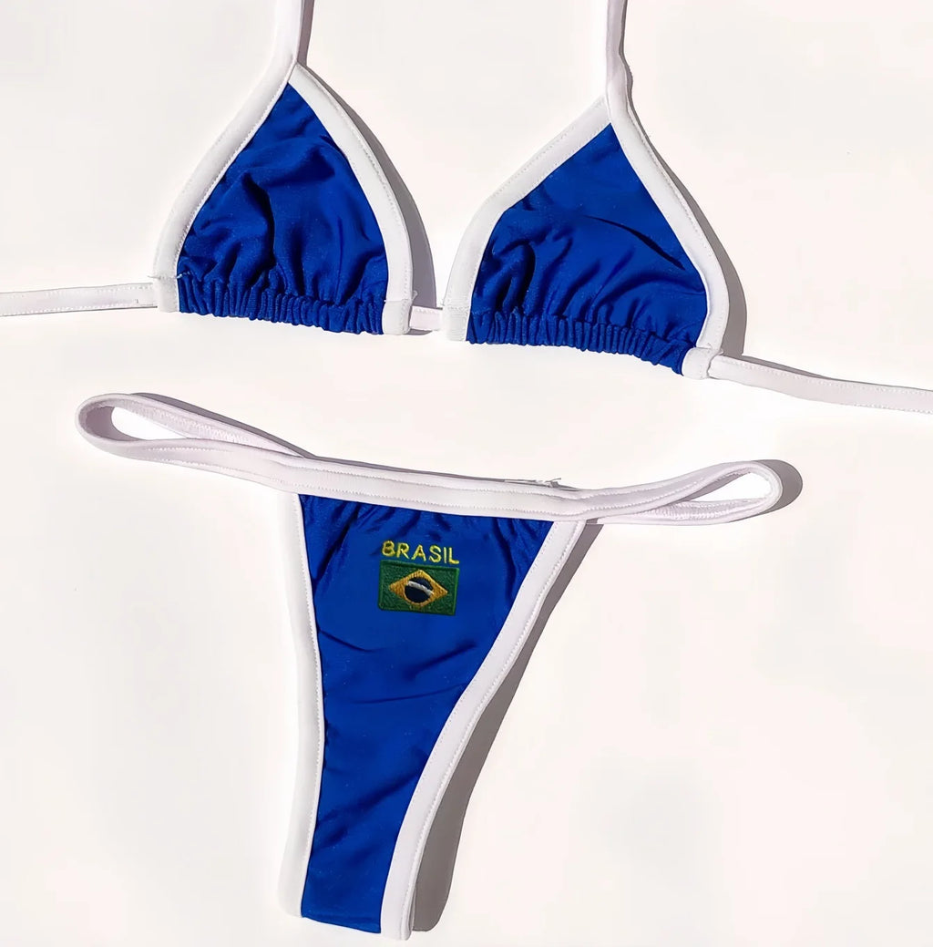Bikini Brésilien Broderie Femme RUOTONSEPT — Drapeau Brésil, Deux Pièces, Maillot de Bain Été