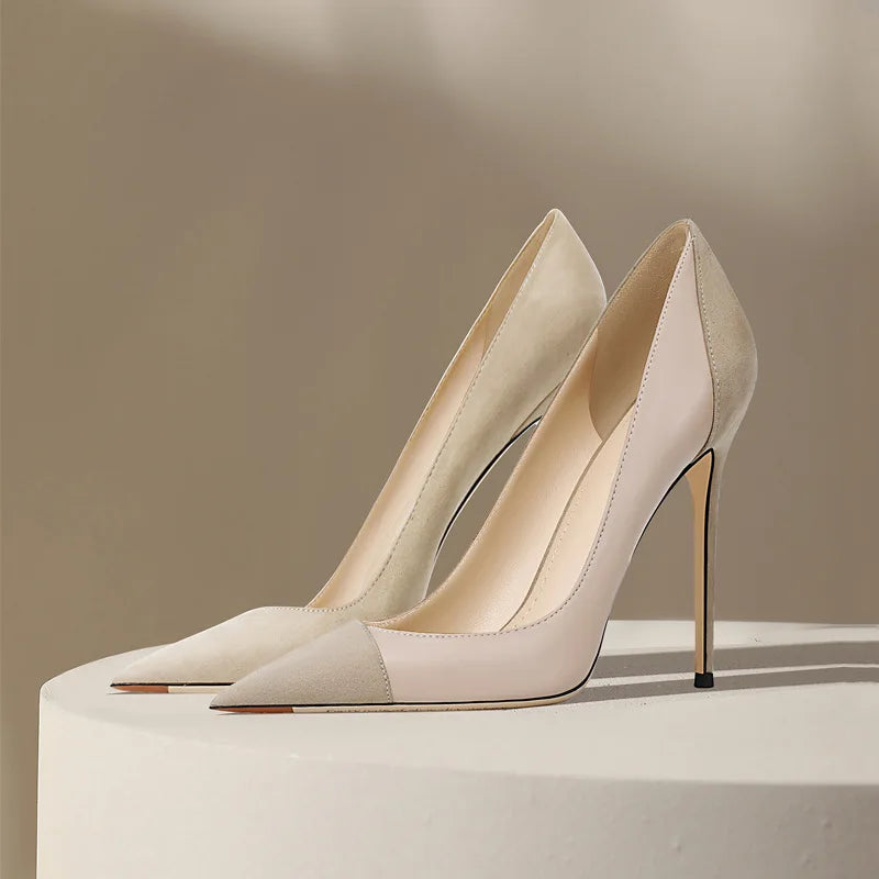 Escarpins Talon Fin Femme Style Français — Bout Pointu, Color Block, Reine Chic