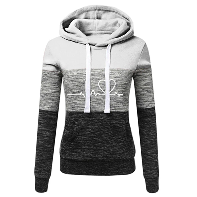 Survêtement Femme Imprimé Capuche — Color Block, Jogging Sport, Tailles S-3XL