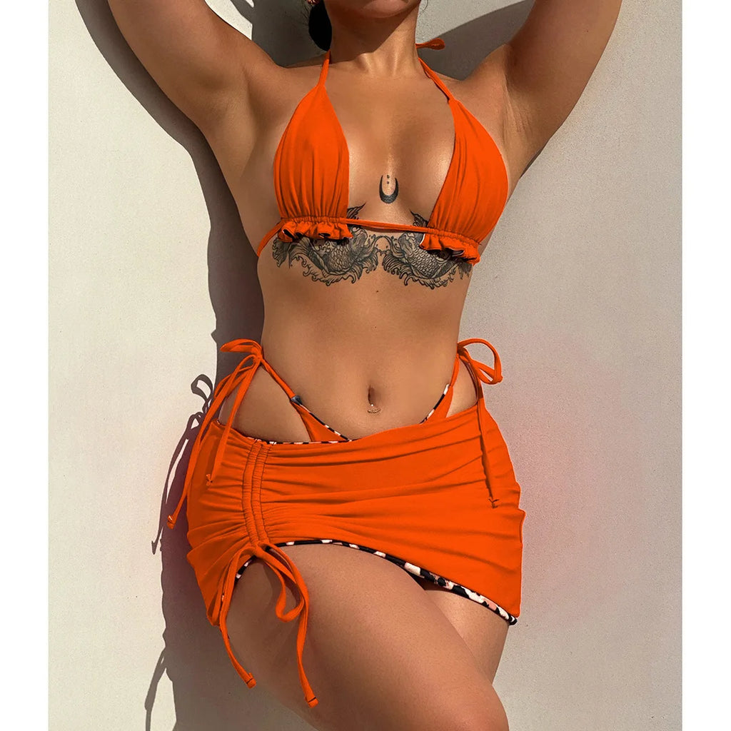 Bikini Léopard Réversible 2 Faces — 3 Pièces XS-XL, Maillot de Bain Femme
