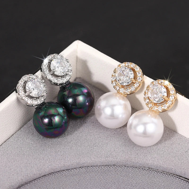 Huitan Boucles d'Oreilles Perle Imitation Délicate — Élégant, Accessoire Mariée