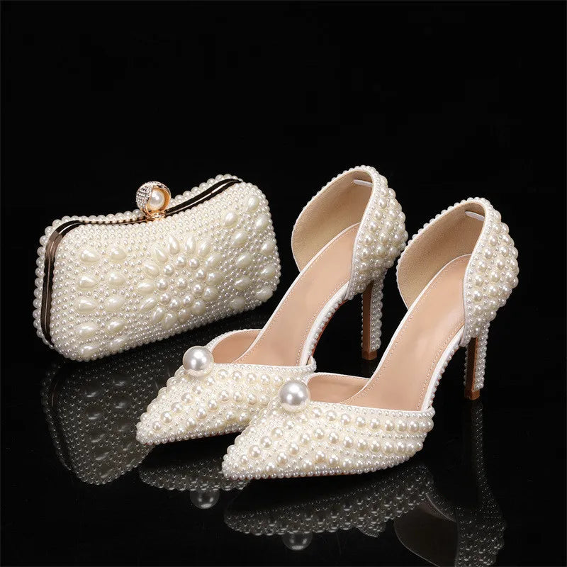 Escarpins Femme Luxe Perles Intégrales — Bout Pointu, Talon Fin, Mariage & Prom