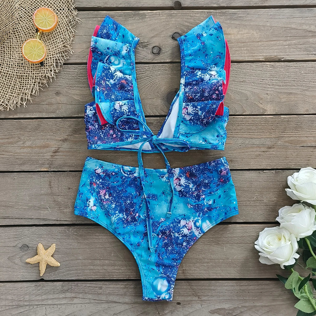 Bikini Taille Haute Bandage Floral 2026 — Volanté, Push Up, Bretelles Brésilien