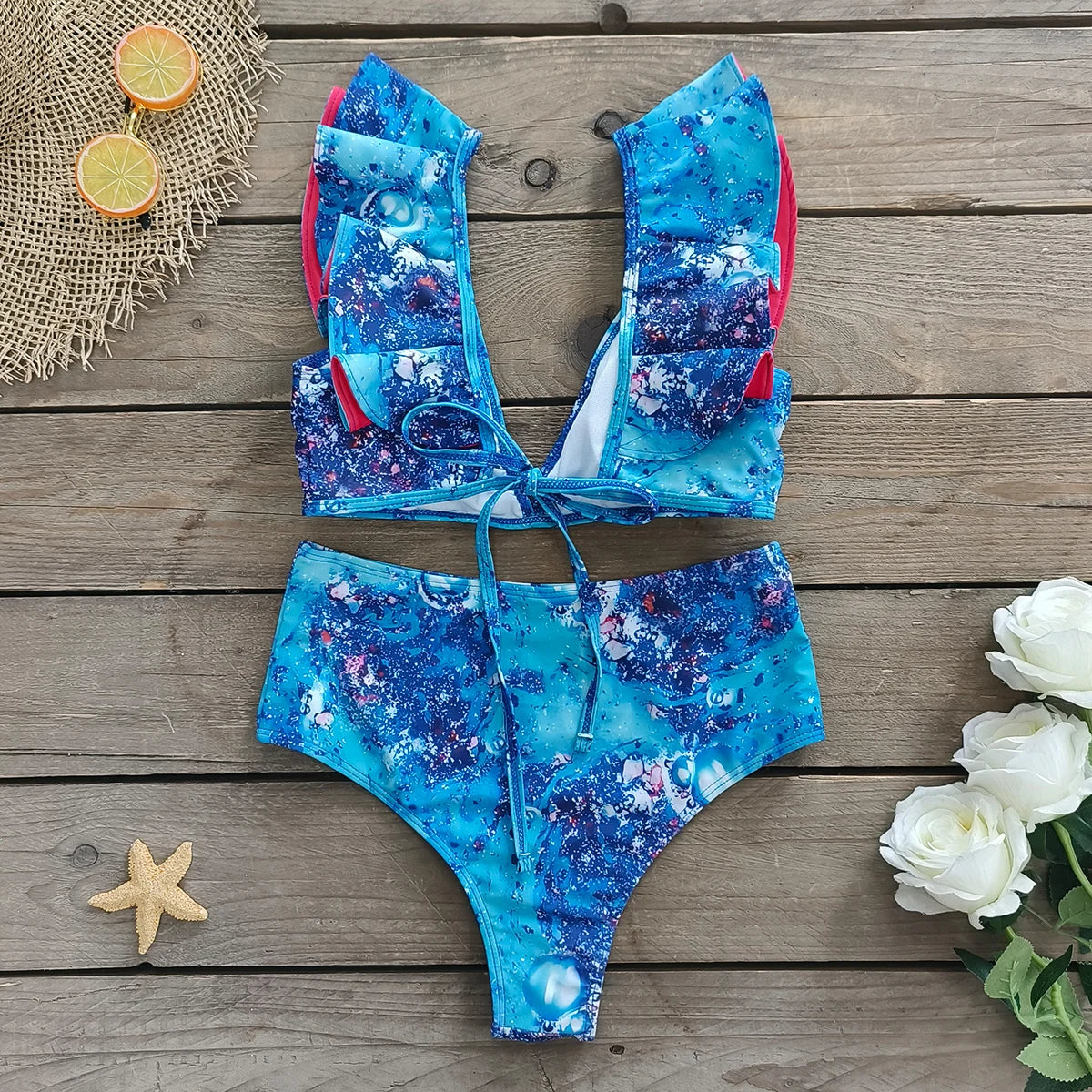 Bikini Taille Haute Bandage Floral 2026 — Volanté, Push Up, Bretelles Brésilien
