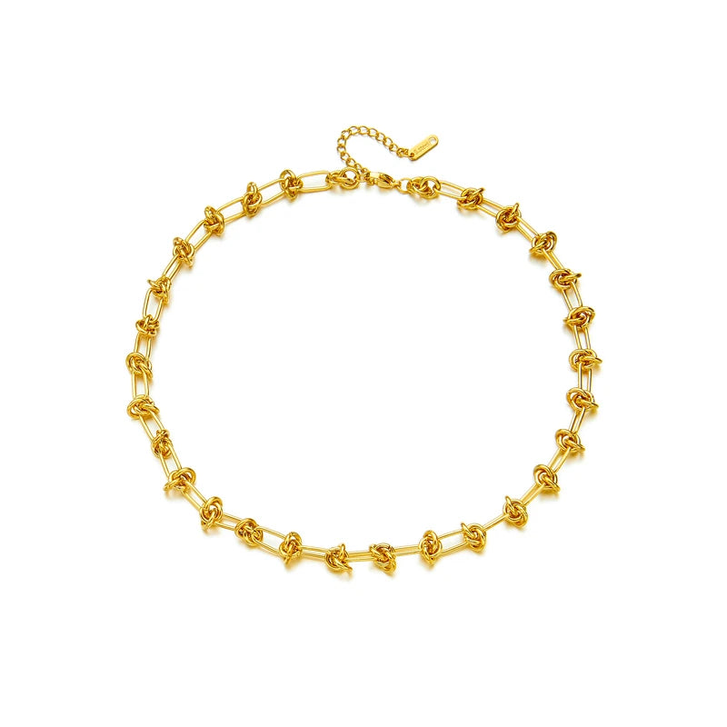 DIEYURO Parure Collier & Bracelet Nœud Torsadé Acier 316L — Or & Argent, Anti-Ternissement