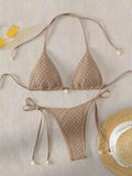 Bikini Coquillage Blanc Push Up 2025 — Halter Micro, Tanga, Maillot de Bain Sexy