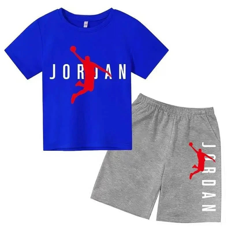 Ensemble 2 pièces enfant mixte – T-shirt & short sport imprimé lettres luxe, 3-14 ans