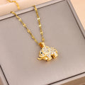 Collier Pendentif Éléphant Zircon Cubique — Cuivre Doré, Polyvalent, Homme & Femme