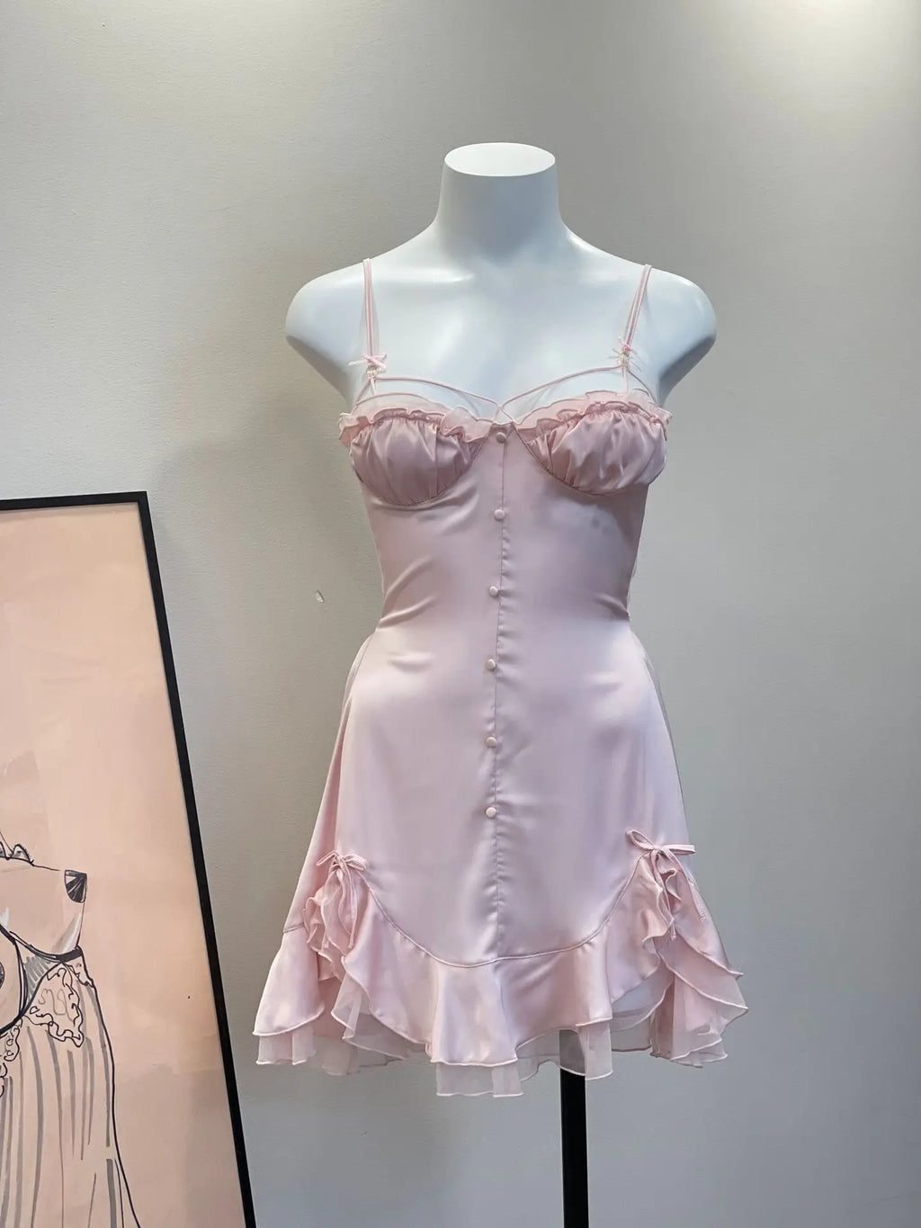 Nuisette Fille Lolita Soie Glacée — Bretelles, Rembourrée, Sexy Suspendue