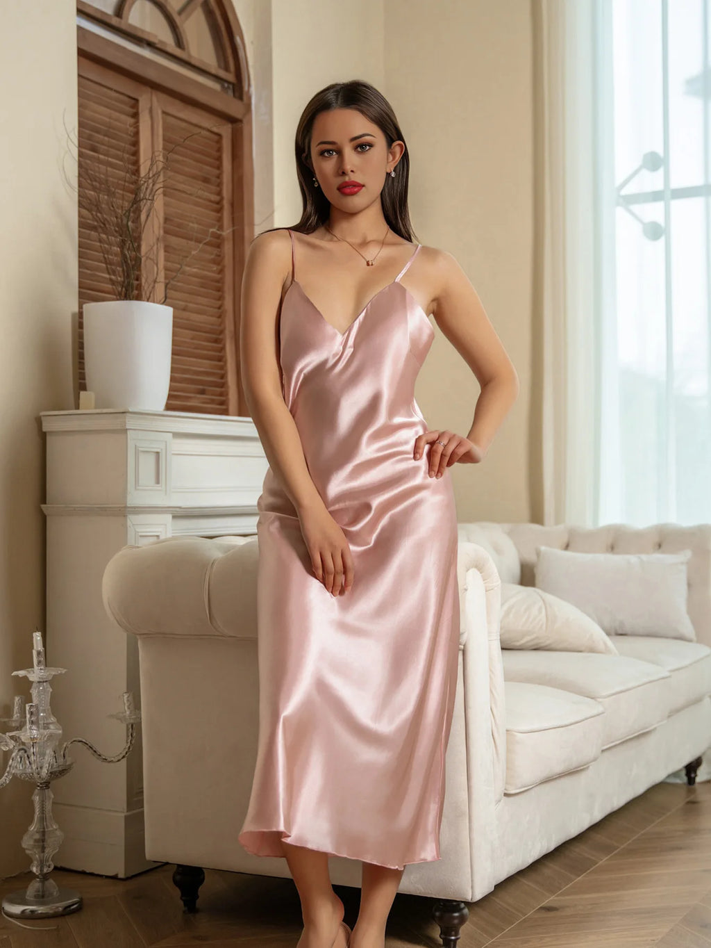 Nuisette Longue Femme Bretelles Satin — Lingerie Intime, Lounge Été