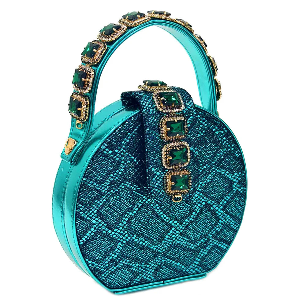 Ensemble Chaussures & Sac Femme Venus Chan Vert Strass — Talon Haut, Soirée Luxe