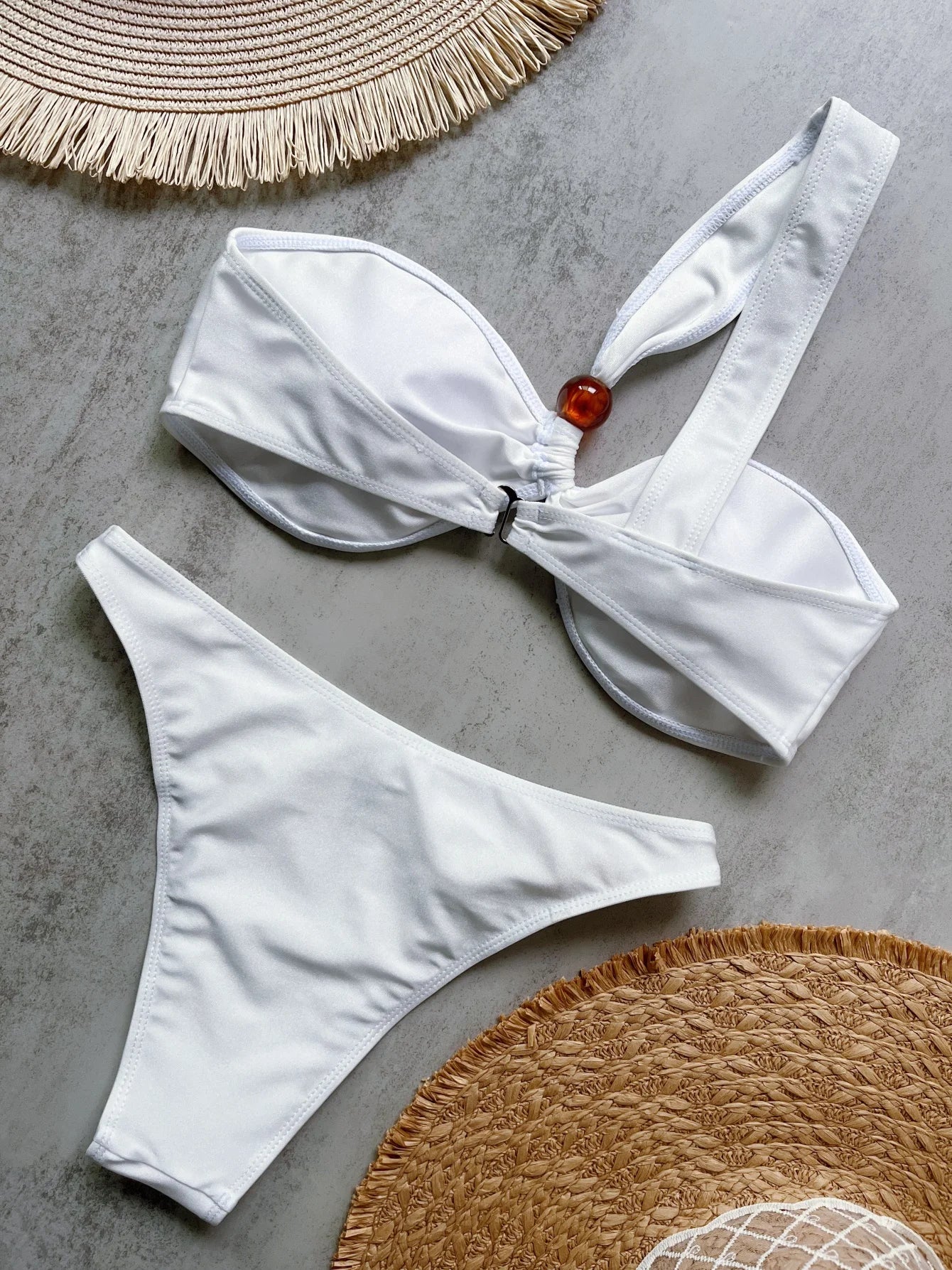 Bikini Taille Haute Filet Brésilien — 2 Pièces Sexy, Maillot de Bain Femme Été