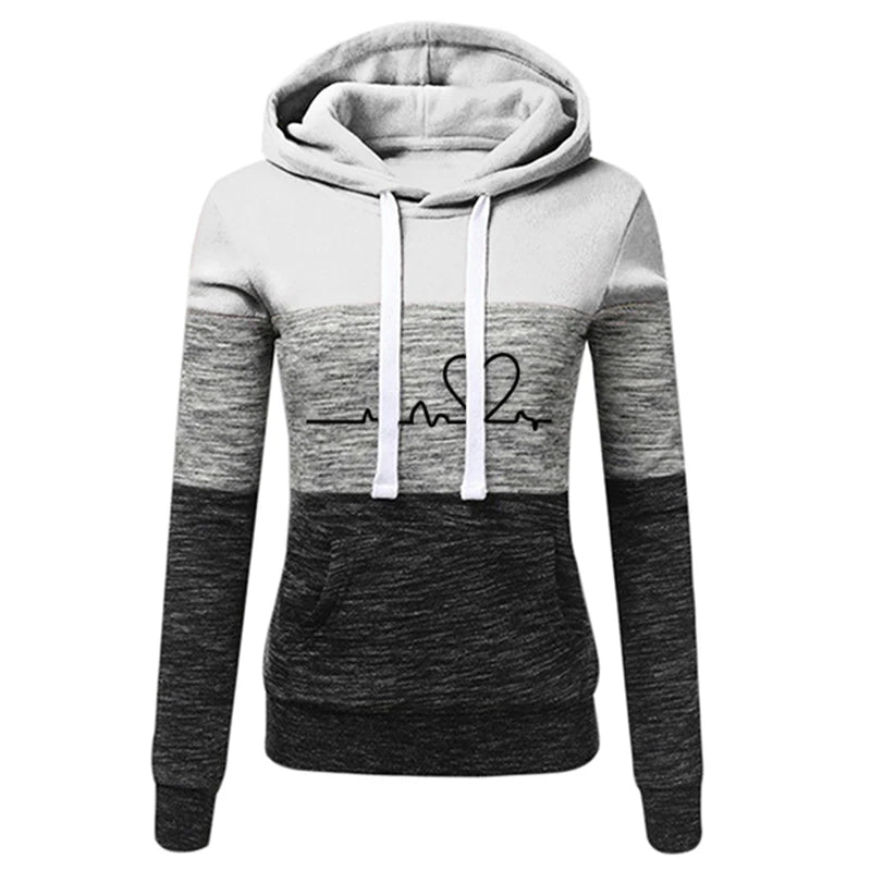 Survêtement Femme Imprimé Capuche — Color Block, Jogging Sport, Tailles S-3XL