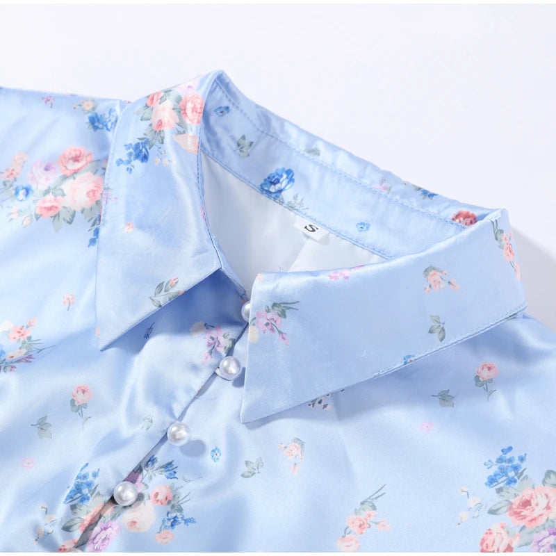 Robe Midi Imprimée Col V Profond — Manches Bouffantes, Taille Haute, Soirée 2026