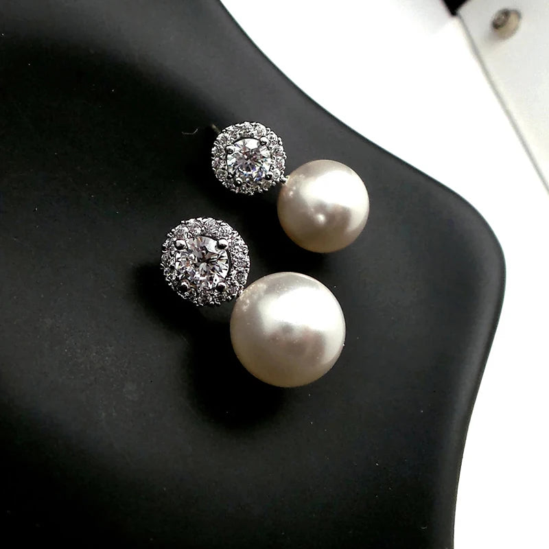 Huitan Boucles d'Oreilles Perle Imitation Délicate — Élégant, Accessoire Mariée