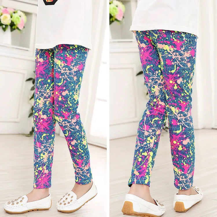 Legging Fille Imprimé Cartoon — Taille Élastique, Yoga Doux, Enfant & Bambin