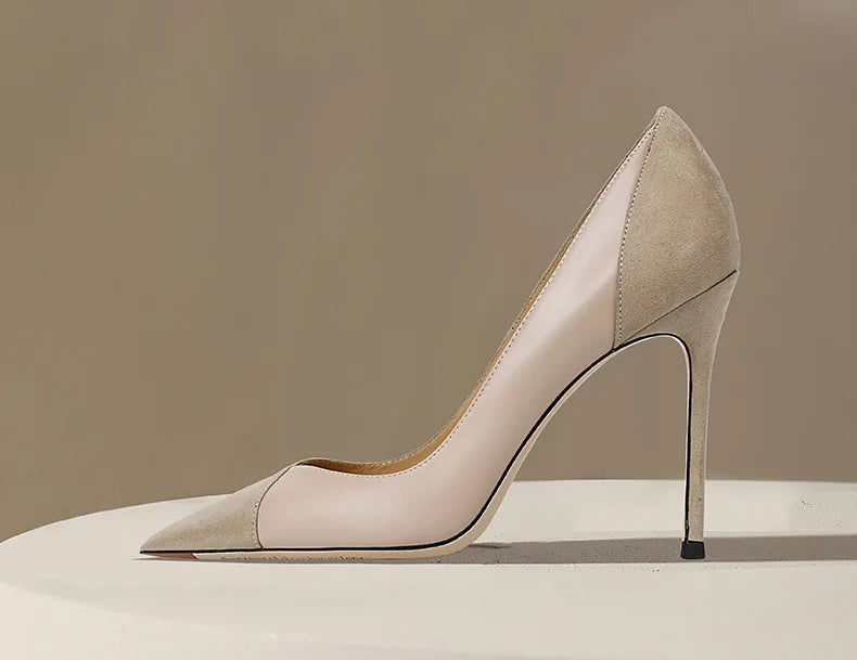 Escarpins Talon Fin Femme Style Français — Bout Pointu, Color Block, Reine Chic