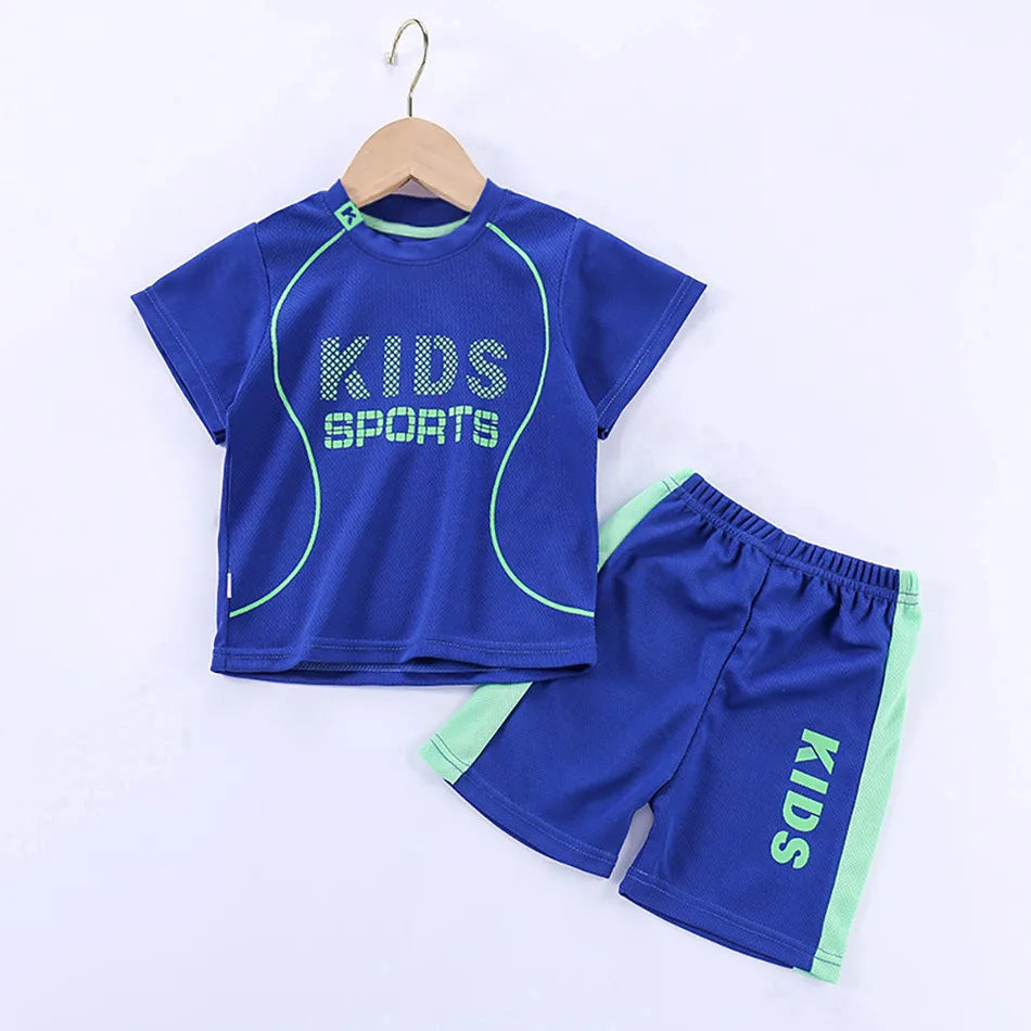 Ensemble 2 pièces enfant mixte – T-shirt manches courtes & short sport imprimé lettres, 2-12 ans