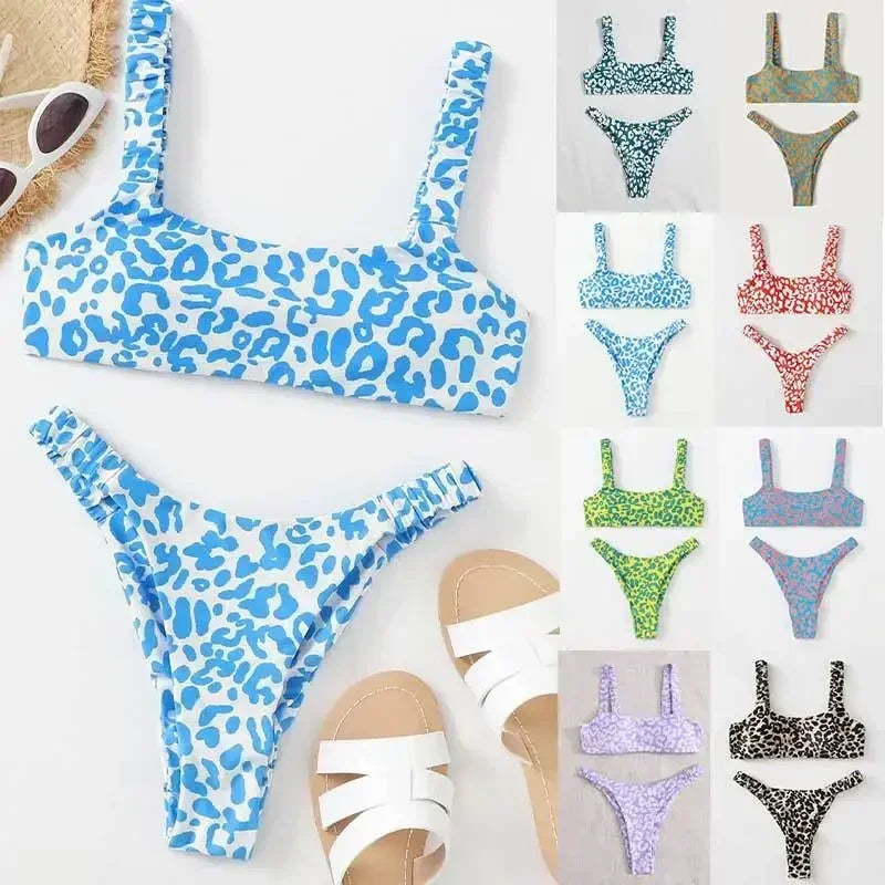Micro Bikini Sexy 2 Pièces Léopard 2026 — Taille Haute, Bretelles, Maillot de Bain Femme