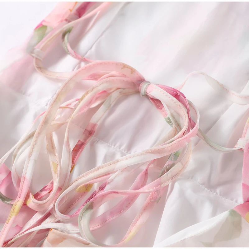 Robe Maxi Halter Corset Imprimé Floral 2026 — Sans Manches, Ligne A, Soirée Élégante