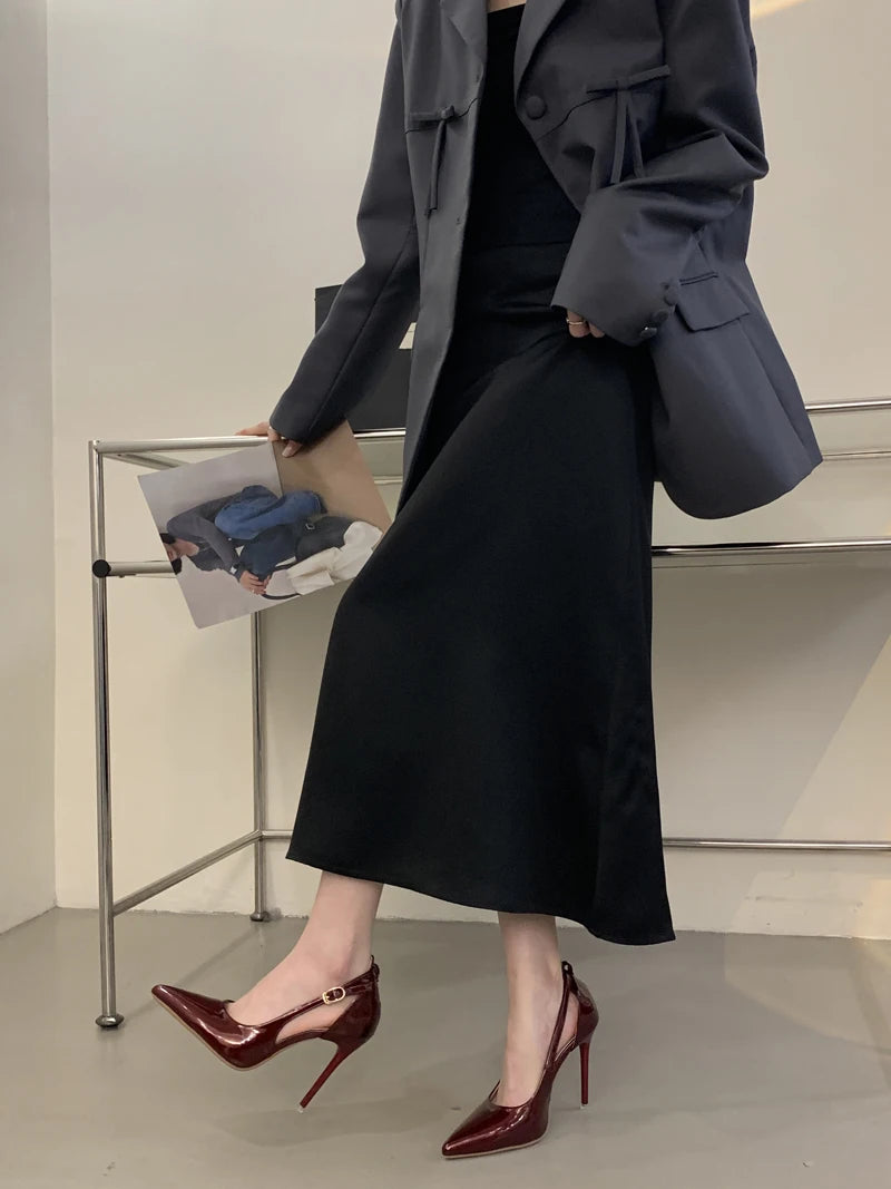 Escarpins Bordeaux Talon Aiguille 11cm — Cuir Verni Noir, Stiletto Chic, Soirée