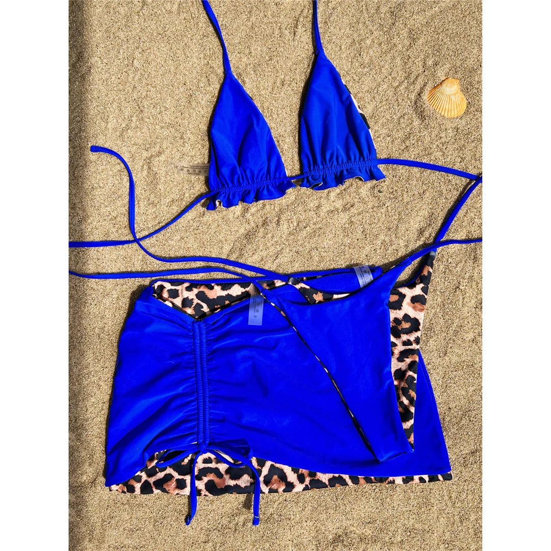 Bikini Léopard Réversible 2 Faces — 3 Pièces XS-XL, Maillot de Bain Femme