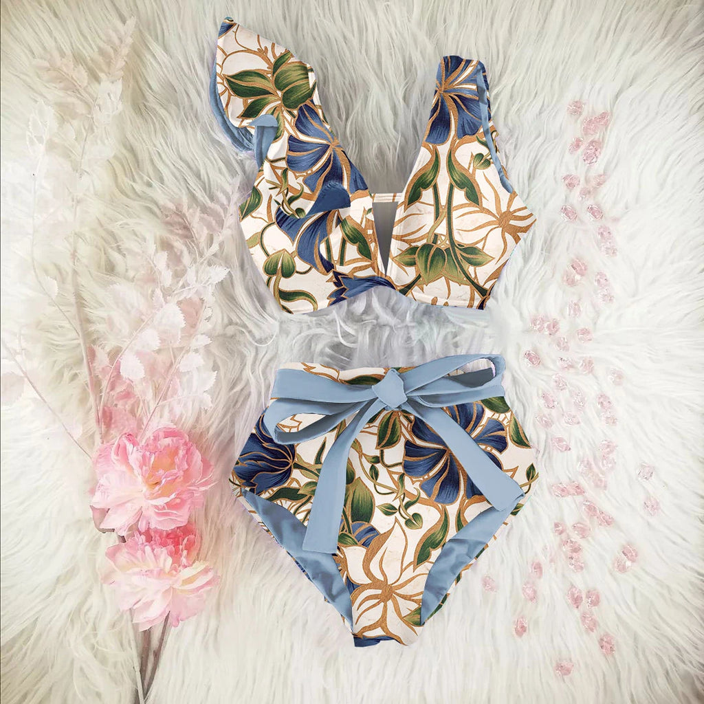 Bikini Taille Haute Bandage Floral 2026 — Volanté, Push Up, Bretelles Brésilien