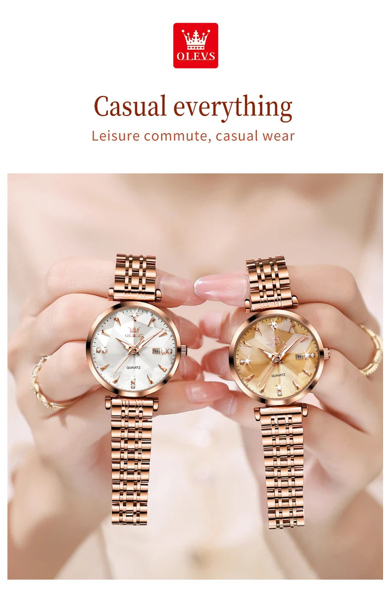OLEVS Montre Femme Fashion Élégante — Quartz, Acier Inoxydable, Étanche, Date