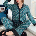 Pyjama Femme Soie Glacée 2 Pièces — Manches Longues, Ample & Confortable, Printemps-Été