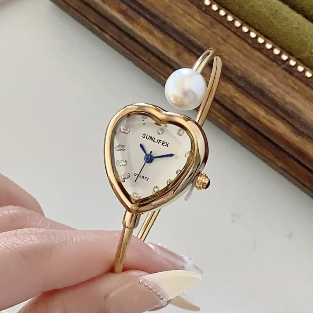 Montre Femme Perle Bracelet — Cadran Coeur, Quartz, Fashion Dropshipping