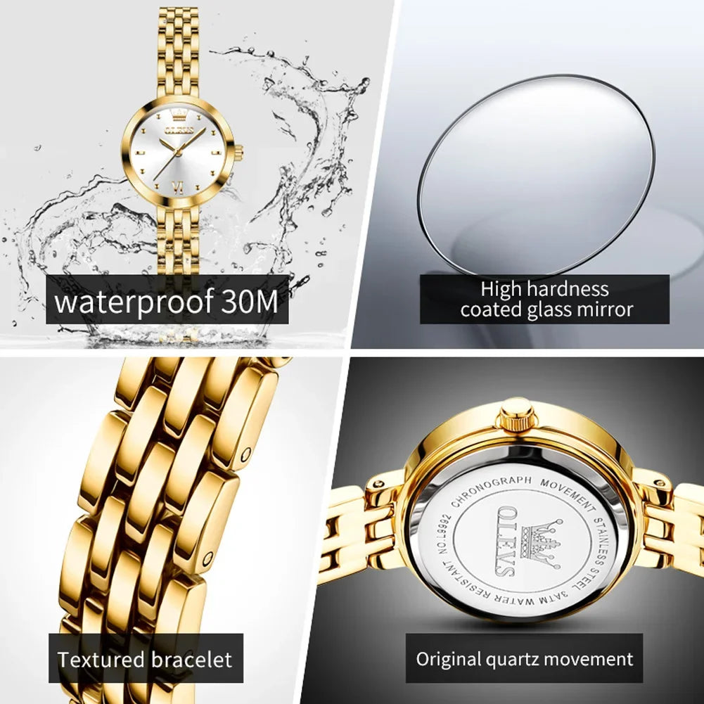 Montre Femme OLEVS 9992 Luxe Or Quartz — Étanche, Élégante, Relojes Para Mujer
