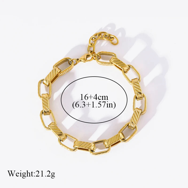 Bracelet Jonc Acier Inoxydable 316L Doré Femme — Chaîne Poignet Tendance Waterproof