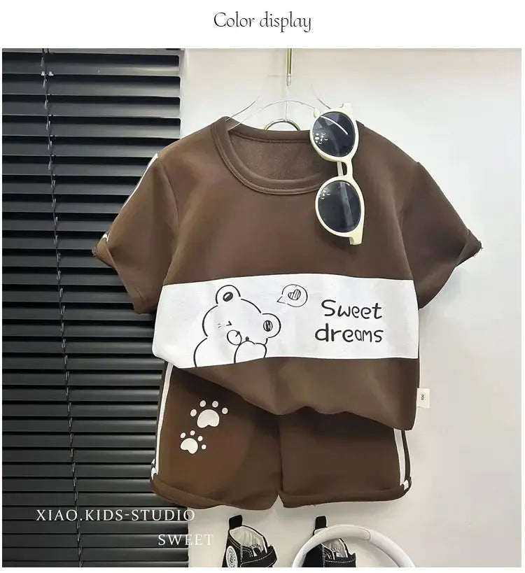 Ensemble 2 pièces bébé mixte – T-shirt rayé coton manches courtes & short, 1-8 ans