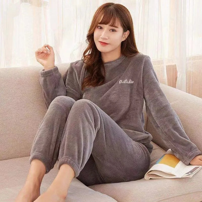 Pyjama Femme Polaire Flanelle 2022 — Manches Longues, Cartoon, Chaud Hiver