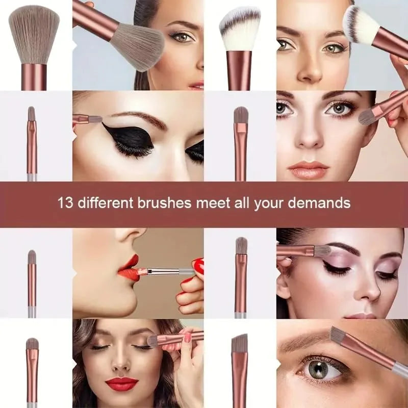Set Pinceaux Maquillage 13/15 Pièces — Fond de Teint, Fard à Paupières, Blush