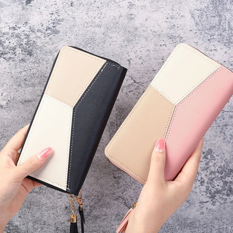 Portefeuille Long Femme Cuir PU Fermeture Éclair — Porte-Monnaie & Cartes, Pratique