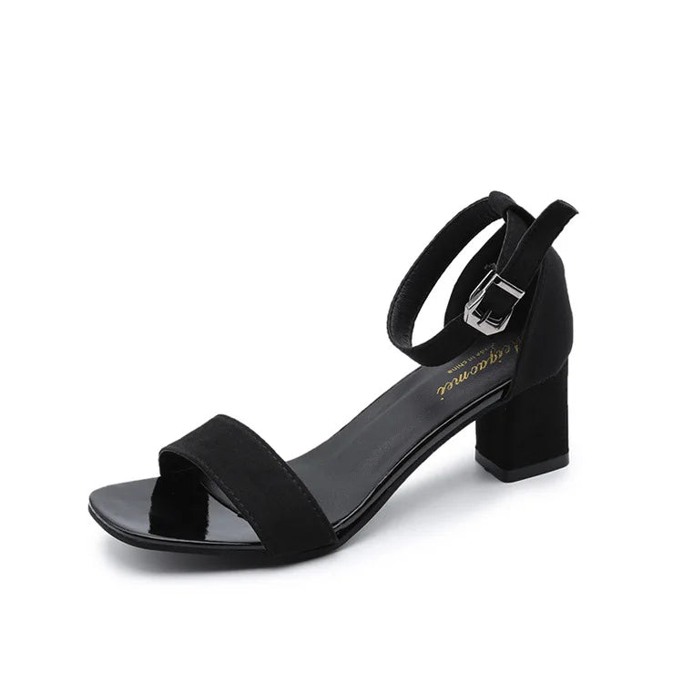 Sandales Femme Été Talon Épais Bout Ouvert — Style Romain, Caoutchouc, Polyvalentes