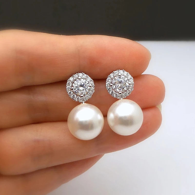 Huitan Boucles d'Oreilles Perle Imitation Délicate — Élégant, Accessoire Mariée
